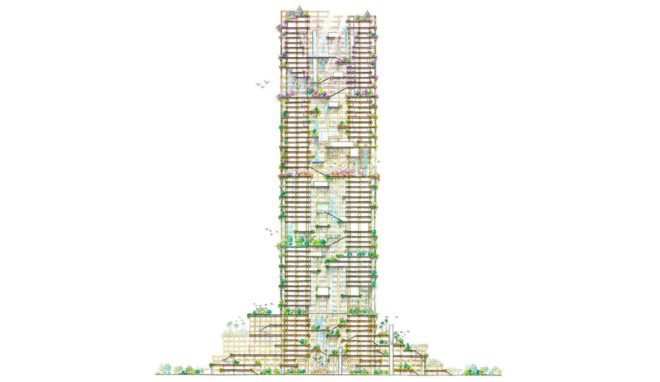 W350 Project by Sumitomo Forestry, timber architecture, W350 Tokyo, W350 skyscraper, W350 Japan, Japan timber architecture, Japanese timber high-rise, tallest timber building, timber and steel skyscraper,