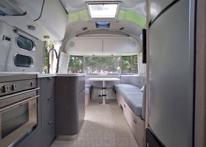 Airstream kitchen, Airstream Globetrotter, camper, 2018 Airstream Globetrotter, airstream interior, small space living, tiny house, tiny home, mobile home, travel trailer, trailer home, trailer house