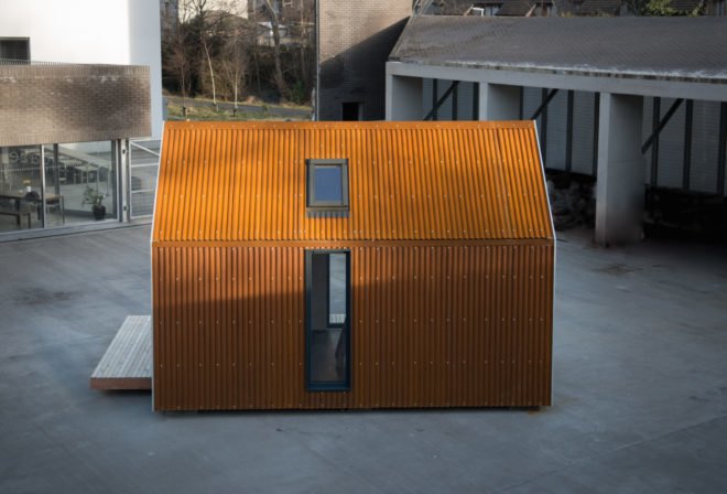 Artist Bothy prefab, Artist Bothy by Bobby Niven and Iain MacLeod, Artist Bothy Scotland, prefab Scottish cabin, artist residency prefab hut, artist residency Scottish Highlands, Highlands prefab architecture, Bothy project, cross laminated timber cabin prefab,