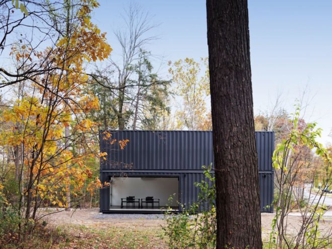 Bard College Media Lab by MB Architecture, Bard College Media Lab, Bard College Media Lab shipping containers, shipping container media lab, cargotecture on college campuses, cargotecture Bard College, cargotecture by MB Architecture,