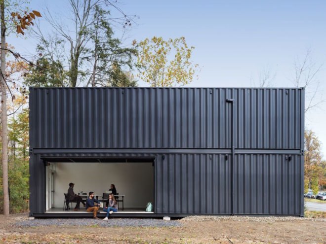 Bard College Media Lab by MB Architecture, Bard College Media Lab, Bard College Media Lab shipping containers, shipping container media lab, cargotecture on college campuses, cargotecture Bard College, cargotecture by MB Architecture,