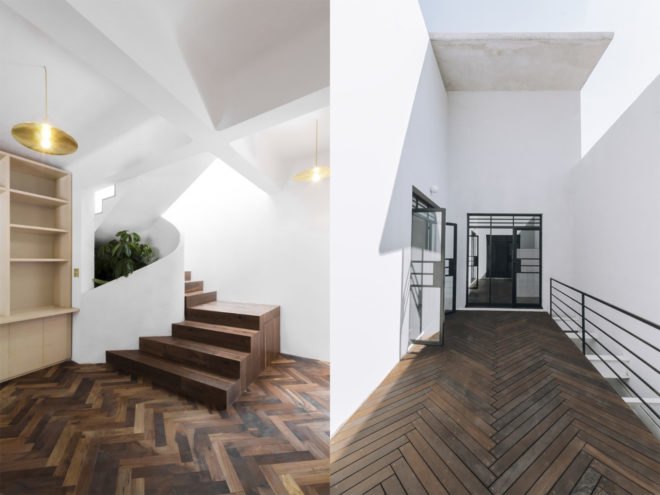 Case Verne by Zeller & Moye, native rooftop garden in Mexico City, Casa Verne Mexico City, renovated Art Deco townhouse, Mexico City townhouse renovation, cut marble pebble flooring, rooftop oasis in Mexico City
