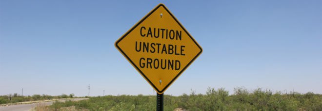 Texas, Wink, Wink sinkholes, sign, caution, unstable ground, caution unstable ground