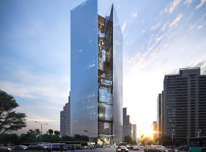 Aedas, Commercial Bank Headquarters, green tower, Taiwan, mixed-use tower, sky gardens, rooftop terraces, swimming pool, glass tower, glass facade