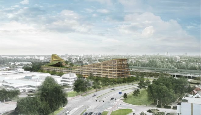 Studio Marco Vermeulen, Dutch Mountains project, De Run in Veldhoven, urban design, dutch mountains netherlands, largest wooden buildng in the world, where is the largest wooden building in the world, co2 eating buildings, green urban design, sustainable urban design, wooden buildings, dutch design, high tech residential complex