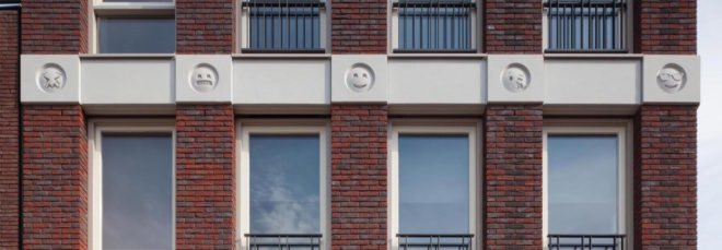 Emoji Architecture by Attika Architekten, emoji gargoyles, emoji in architecture, Emoji Dutch building, Emoji Vathrost architecture, Emoji cast in concrete, Emoji architecture decoration