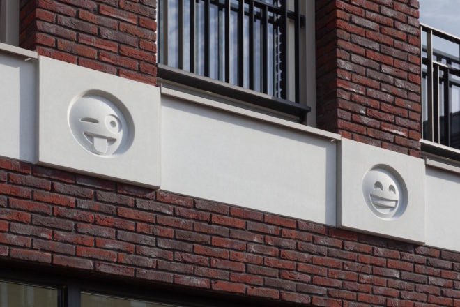 Emoji Architecture by Attika Architekten, emoji gargoyles, emoji in architecture, Emoji Dutch building, Emoji Vathrost architecture, Emoji cast in concrete, Emoji architecture decoration