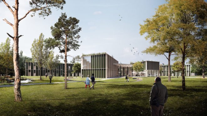 Czech Forestry Headquarters by Chybik + Kristof, Czech Forestry Headquarters, Czech Forestry Headquarters competition, Forestry architecture, Czech Republic eco architecture, green roofed Czech architecture, Hradec forest architecture