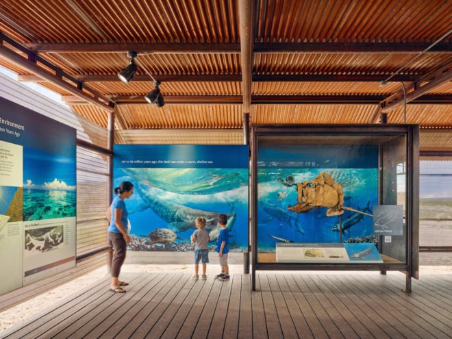 Fossil Discovery Exhibit by Lake | Flato Architects, Fossil Discovery Exhibit, Fossil Discovery Exhibit Big Bend, Big Bend National Park architecture, dinosaur fossil interpretative architecture, off-grid pavilion, Lake | Flato Architects Big Bend National Park, off grid national park architecture