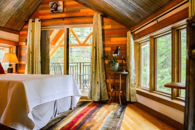 Montana Treehouse Retreat, treehouse, Montana, spiral staircase, green architecture, wooden deck, outdoor lifestyle, Douglas Firs, timber, timber architecture, retreat