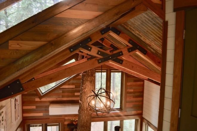Montana Treehouse Retreat, treehouse, Montana, spiral staircase, green architecture, wooden deck, outdoor lifestyle, Douglas Firs, timber, timber architecture, retreat