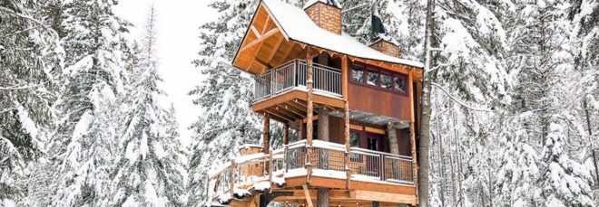 Montana Treehouse Retreat, treehouse, Montana, spiral staircase, green architecture, wooden deck, outdoor lifestyle, Douglas Firs, timber, timber architecture, retreat