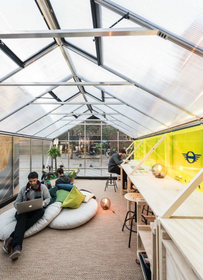 Mountain on the Moon by Enorme Studio, Mountain on the Moon experiment, Mountain on the Moon Madrid, Enorme Studio experimental architecture, Mountain on the Moon Madrid Design Festival, Enorme Studio Madrid Design Festival, mobile office design