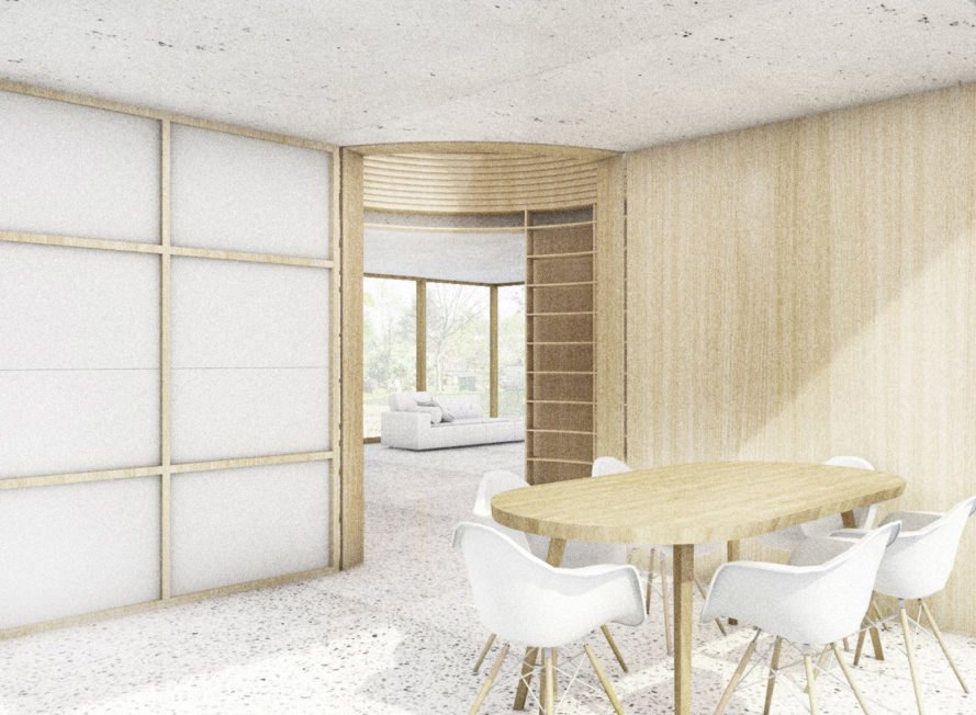 Movable House, Rahbaran Hürzeler Architekten, flexible spaces, modular house, modular design, prefab, green architecture, timber architecture, timber, Switzerland, concrete roof, cantilever, overhang