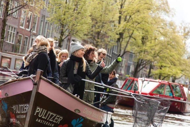 Plastic Whale, Amsterdam, canals, fishing, plastic fishing, plastic, cleanup