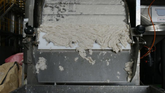Image of the raw material made after recycling diapers.