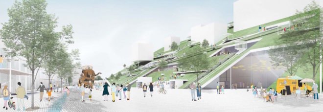 Taoyuan Museum of Art by Riken Yamamoto & Field Shop, Taoyuan Museum of Art, green roofed art museum, Taiwan art museum architecture, Taoyuan Museum of Art competition, Taoyuan Museum of Art HSR, The Hill Taoyuan Museum of Art, The Hill by Riken Yamamoto & Field Shop