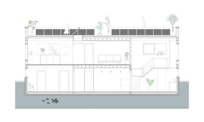Julius Taminiau Architects, Tatami House, floating house, Amsterdam, prefab, tatami mats, green architecture, space-saving design, rooftop deck