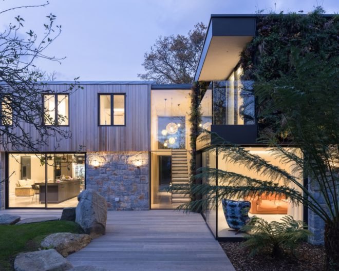 The Glade by DLM Architects, The Glade Guernsey, Guernsey contemporary architecture, Guernsey sustainable architecture, living wall clad home in Guernsey, recycled materials in home construction Guernsey, St Peter Port contemporary architecture,