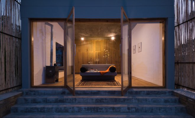 The Kumaon by Zowa Architects, The Kumaon in Uttarakhand, The Kumaon in India, The Kumaon hotel, Indian Himalayas rustic hotel, bamboo clad concrete buildings, bamboo clad hotels, rainwater harvesting hotel