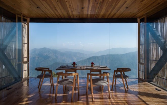 The Kumaon by Zowa Architects, The Kumaon in Uttarakhand, The Kumaon in India, The Kumaon hotel, Indian Himalayas rustic hotel, bamboo clad concrete buildings, bamboo clad hotels, rainwater harvesting hotel