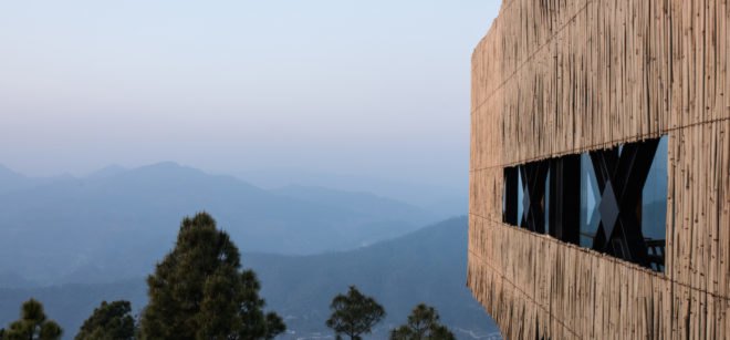 The Kumaon by Zowa Architects, The Kumaon in Uttarakhand, The Kumaon in India, The Kumaon hotel, Indian Himalayas rustic hotel, bamboo clad concrete buildings, bamboo clad hotels, rainwater harvesting hotel