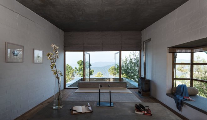 The Kumaon by Zowa Architects, The Kumaon in Uttarakhand, The Kumaon in India, The Kumaon hotel, Indian Himalayas rustic hotel, bamboo clad concrete buildings, bamboo clad hotels, rainwater harvesting hotel