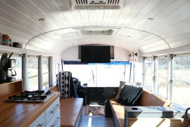 Treb Adventure, Trebventure Skoolie, school bus conversion, skoolie, skoolie renovation, school bus home, how to convert a bus into a home, converting a skoolie, skoolie renovations, creating a living space out of a bus, bus conversions, buying an old school bus, tiny homes, tiny spaces, tiny living spaces, skoolie design, skoolie living