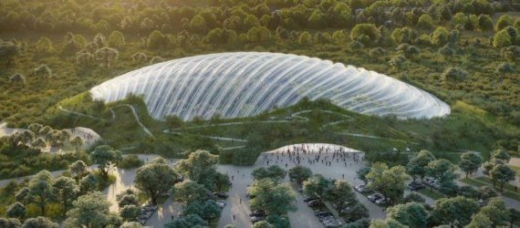 Tropicalia by Coldefy & Associates, Tropicalia in Pas-de-Calais, Tropicalia by Dalkia, world’s largest single domed greenhouse, heat recycling greenhouse, ETFE plastic for greenhouse, ETFE dome,