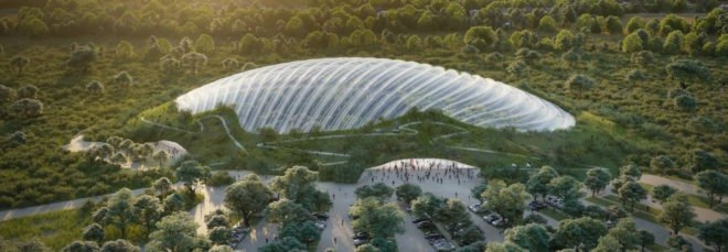 Tropicalia by Coldefy & Associates, Tropicalia in Pas-de-Calais, Tropicalia by Dalkia, world’s largest single domed greenhouse, heat recycling greenhouse, ETFE plastic for greenhouse, ETFE dome,