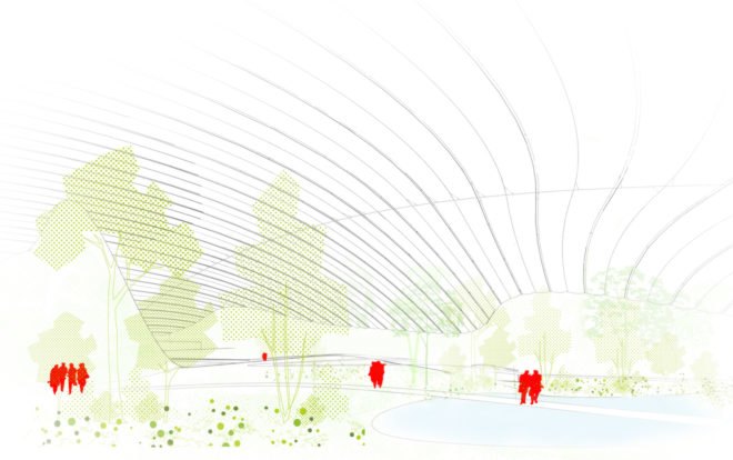Tropicalia by Coldefy & Associates, Tropicalia in Pas-de-Calais, Tropicalia by Dalkia, world’s largest single domed greenhouse, heat recycling greenhouse, ETFE plastic for greenhouse, ETFE dome,
