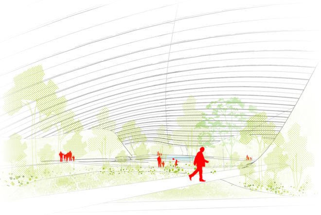 Tropicalia by Coldefy & Associates, Tropicalia in Pas-de-Calais, Tropicalia by Dalkia, world’s largest single domed greenhouse, heat recycling greenhouse, ETFE plastic for greenhouse, ETFE dome,