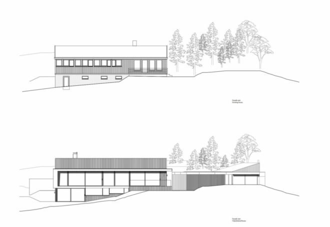 Skapa architects, Villa Bergheimveien, Norway Snarøya peninsula, snarøya peninsula, snarøya peninsula norway, Moelven prefabricated house, home renovation, prefab homes, modular prefab renovation in norway, Norwegian architects, Moelven modular prefab, cedar board cladding, wooden cladding, home additions, home renovation ideas, how to renovate a prefab home, cedar cladding