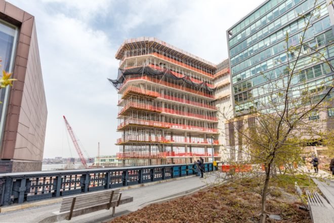 The recently topped out building.