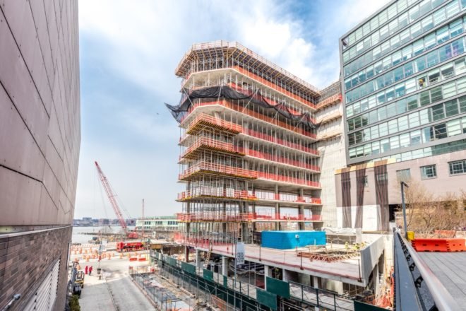 Construction progress on the building.