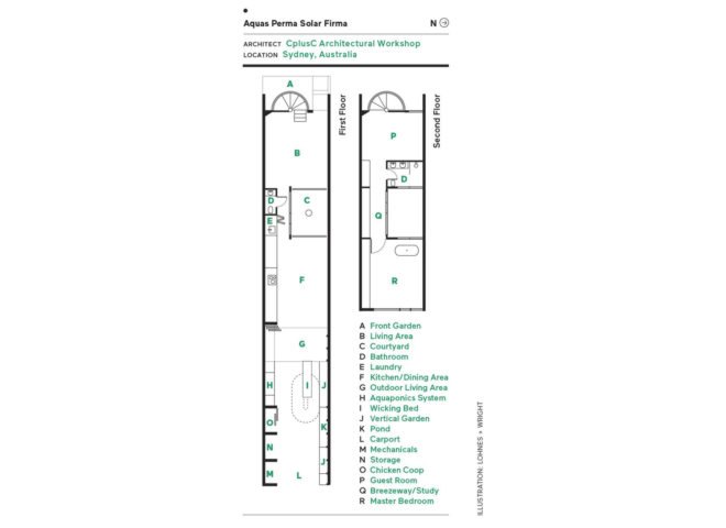Aquas Perma Solar Firma, CplusC Architectural Workshop, green renovation, carbon-positive house, vertical gardens, solar power, rainwater collection, courtyard, aquaponics, vegetable garden, urban farming, green architecture, Sydney