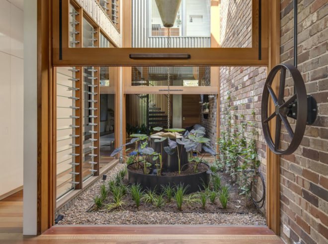 Aquas Perma Solar Firma, CplusC Architectural Workshop, green renovation, carbon-positive house, vertical gardens, solar power, rainwater collection, courtyard, aquaponics, vegetable garden, urban farming, green architecture, Sydney