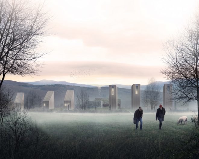 Breitenbach landscape hotel by Reiulf Ramstad Arkitekter, Breitenbach landscape hotel, Breitenbach hotel, Breitenbach cabin hotel, green roofed cabin hotel, Reiulf Ramstad Arkitekter hotel design, recycled timber cabin,