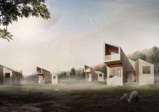 Breitenbach landscape hotel by Reiulf Ramstad Arkitekter, Breitenbach landscape hotel, Breitenbach hotel, Breitenbach cabin hotel, green roofed cabin hotel, Reiulf Ramstad Arkitekter hotel design, recycled timber cabin,