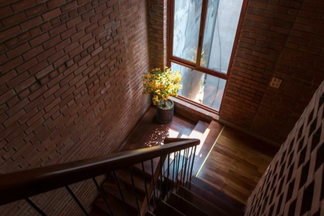 H&P Architects, Brick Cave, brick home, brick building, brick architecture, stairway