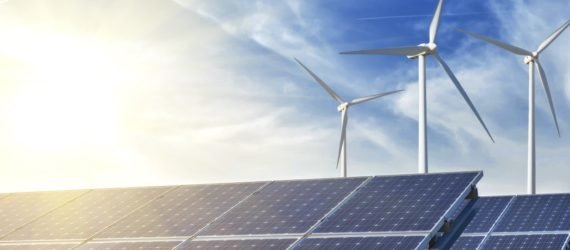Renewable energy, solar power, solar energy, wind power, wind energy, sunshine, blue sky