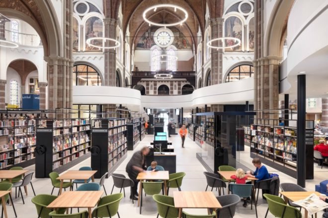 Molenaar & Bol & van Dillen Architects, De Petrus, church renovation, church library, library, books