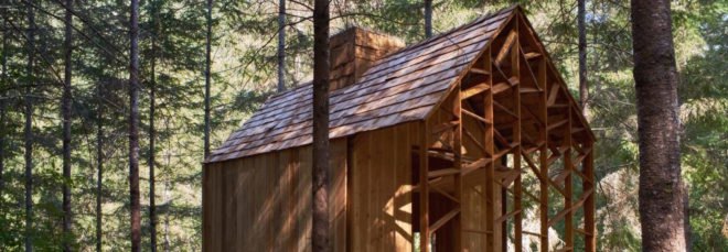 CLT design build student project, Emergy by UNL Architecture Students, UNL Architecture Students design build, UNL Architecture Students PLAIN, Bauman Tree Farm architecture, Bauman Tree Farm pavilion, CLT architecture, CLT cabin, cross laminated timber cabin, pivot CLT door,