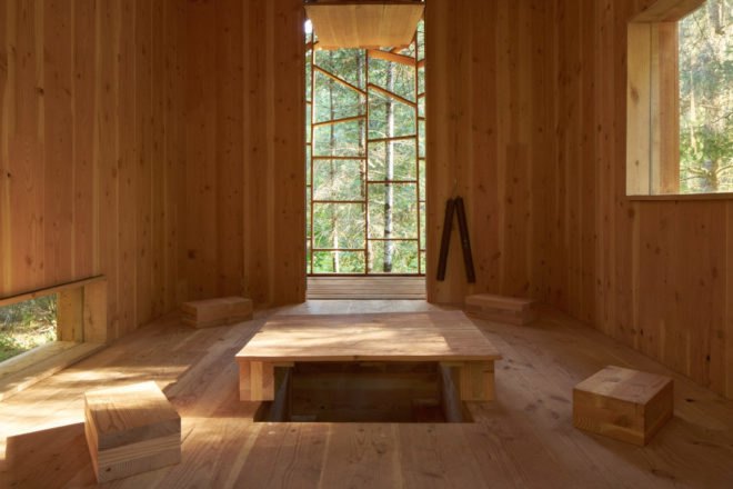 CLT design build student project, Emergy by UNL Architecture Students, UNL Architecture Students design build, UNL Architecture Students PLAIN, Bauman Tree Farm architecture, Bauman Tree Farm pavilion, CLT architecture, CLT cabin, cross laminated timber cabin, pivot CLT door,