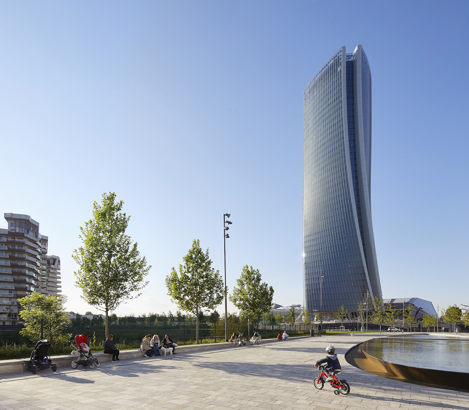 Surrounding park Generali Tower by Zaha Hadid Architects