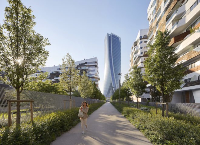 View from park Generali Tower by Zaha Hadid Architects