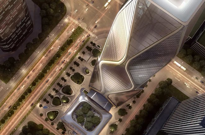 A birds-eye view of the building.