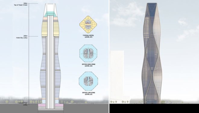 Design plans for the Hangzhou Wangchao Center.