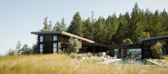 House in Healdsburg by Feldman Architecture, House in Healdsburg California, Arterra Landscape Architecture Healdsburg, Healdsburg contemporary architecture, garage style operable glass walls,