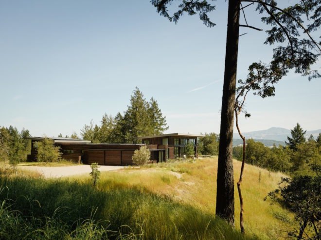 House in Healdsburg by Feldman Architecture, House in Healdsburg California, Arterra Landscape Architecture Healdsburg, Healdsburg contemporary architecture, garage style operable glass walls,